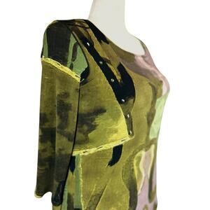 Eva Varro Tunic Layered Watercolor Top Abstract Stretch Size Large Art to Wear